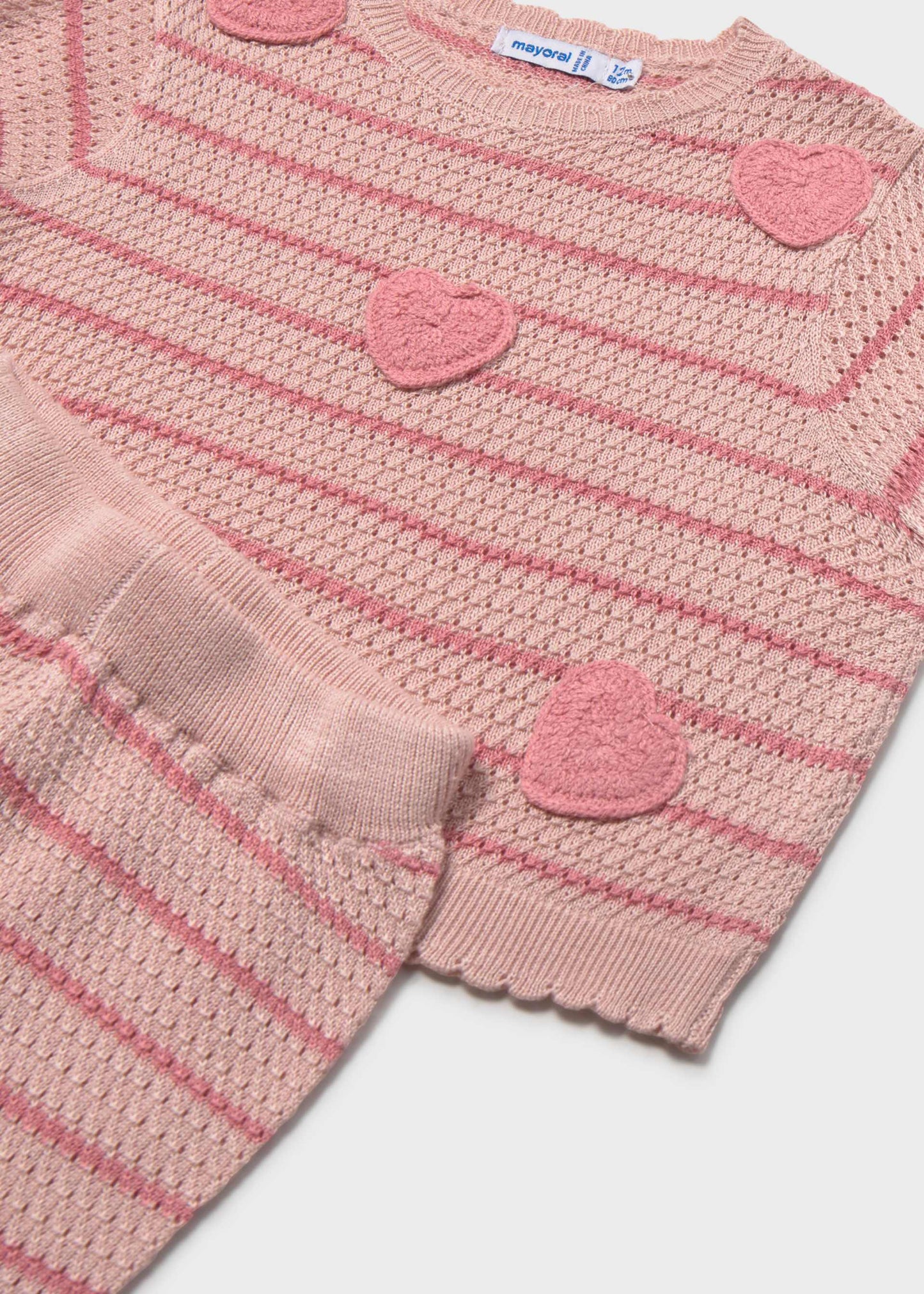 Pink Knit Pants and Heart Top Set