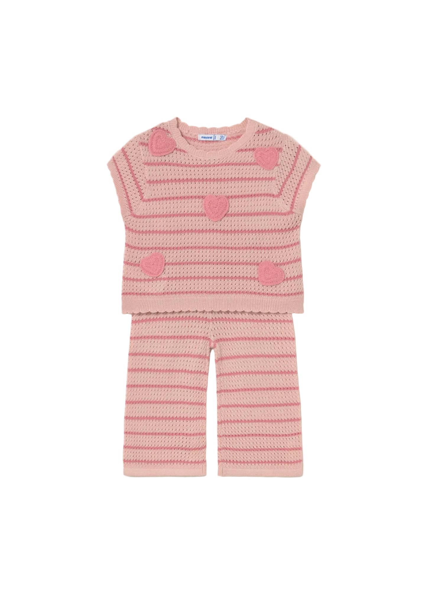Pink Knit Pants and Heart Top Set