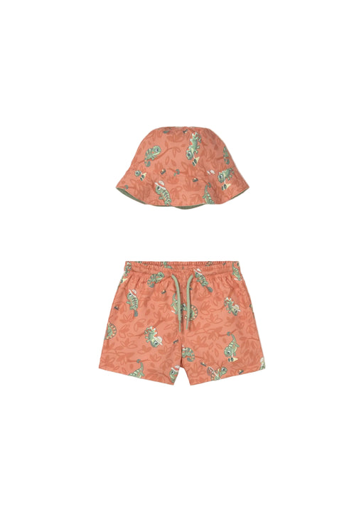 Chameleon Swim Trunks and Reversible Bucket Hat Set