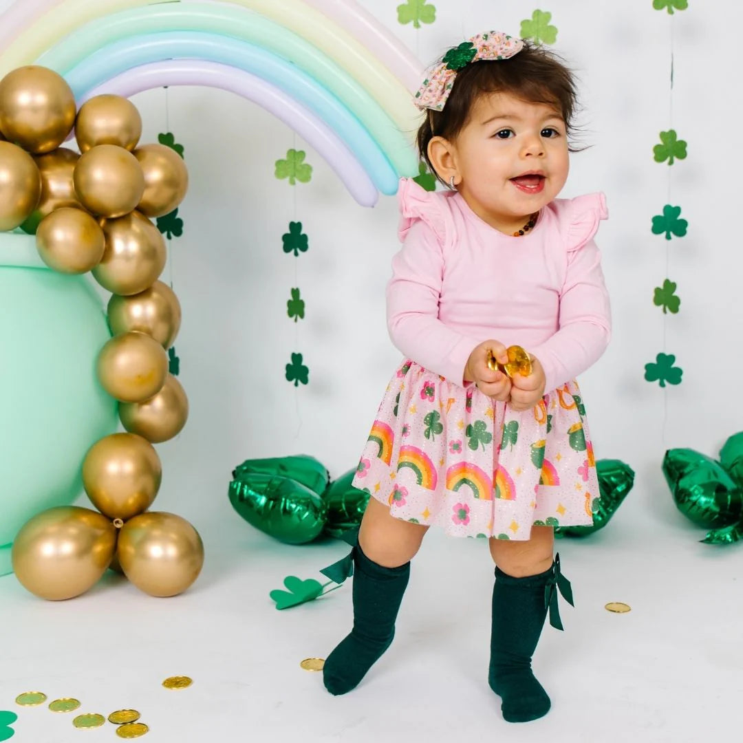 Lucky Doodle St. Patrick's Day Long Sleeve Tutu Bodysuit