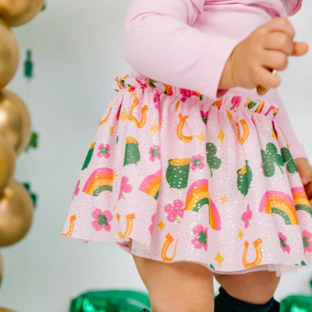 Lucky Doodle St. Patrick's Day Long Sleeve Tutu Bodysuit