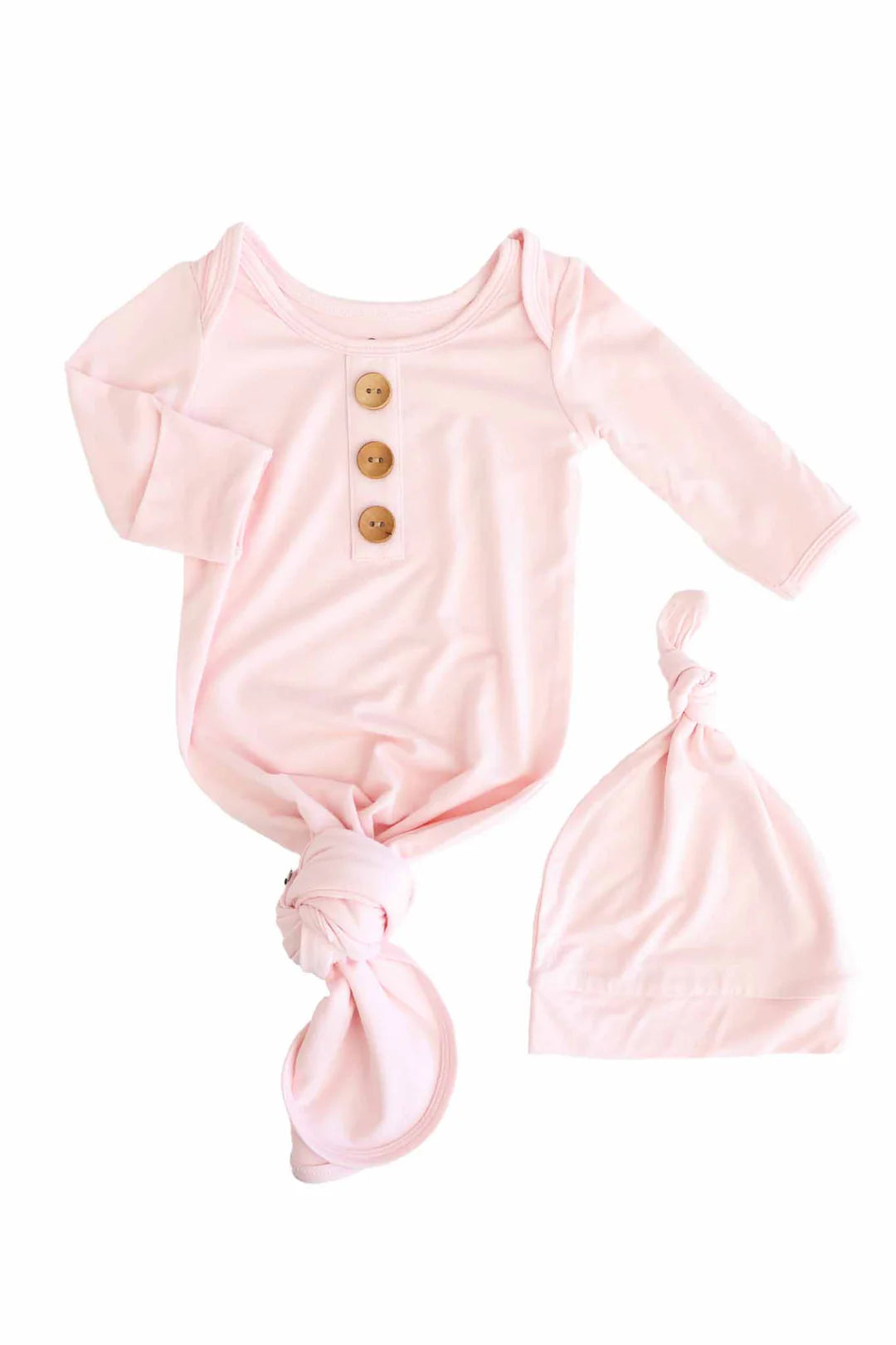 Baby Pink Newborn Baby Knot Gown & Hat Set