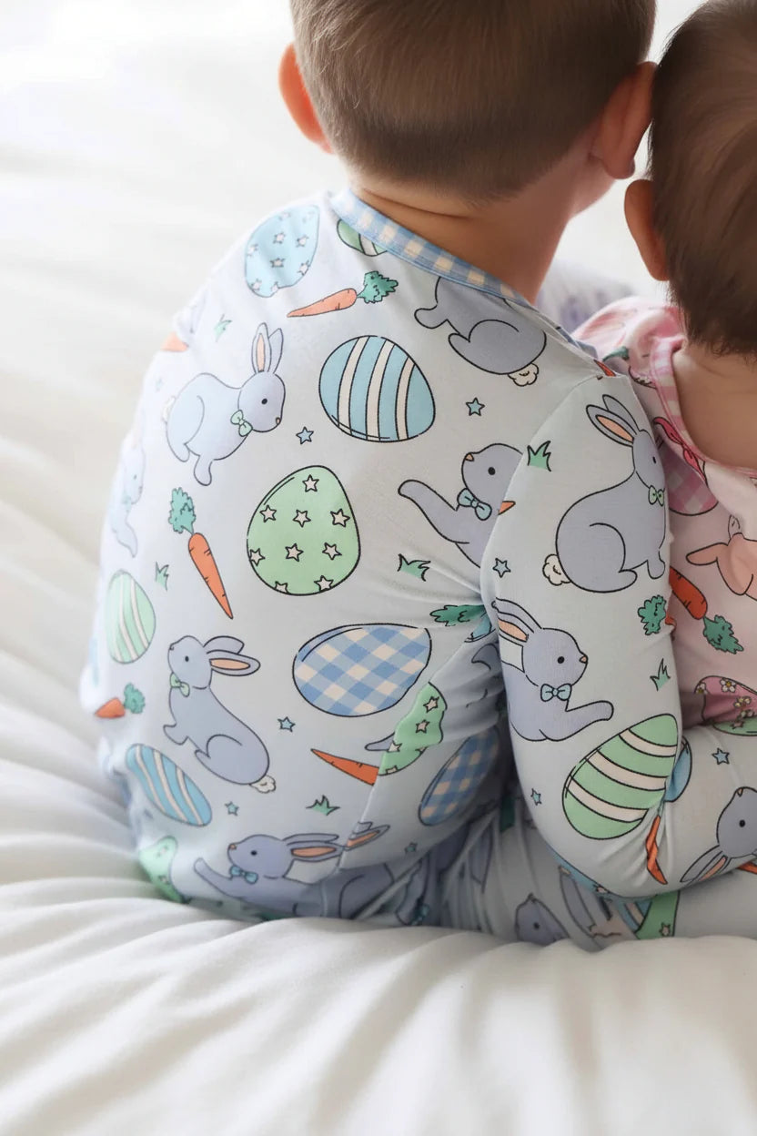 Hoppy Spring Two Piece Pajama Set | Blue