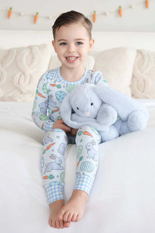Hoppy Spring Two Piece Pajama Set | Blue
