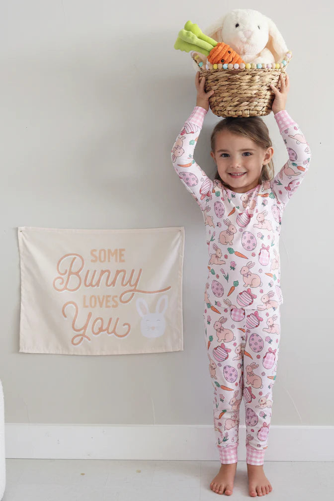 Hoppy Spring Two Piece Pajama Set | Pink
