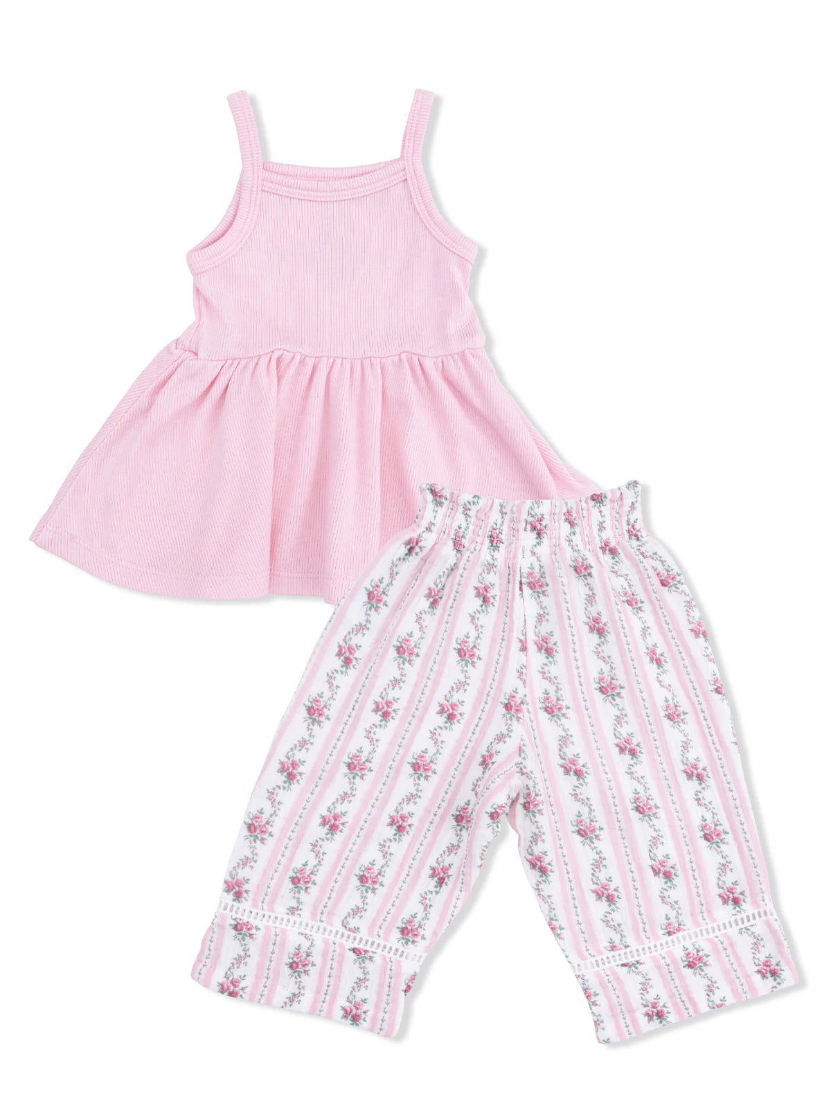 Winding Roses Peplum Tank and Smocked Waist Pants Set