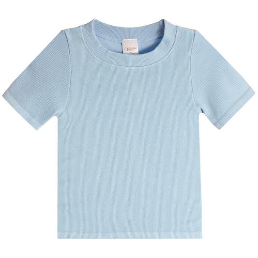 Blue Ribbed Seamless Top