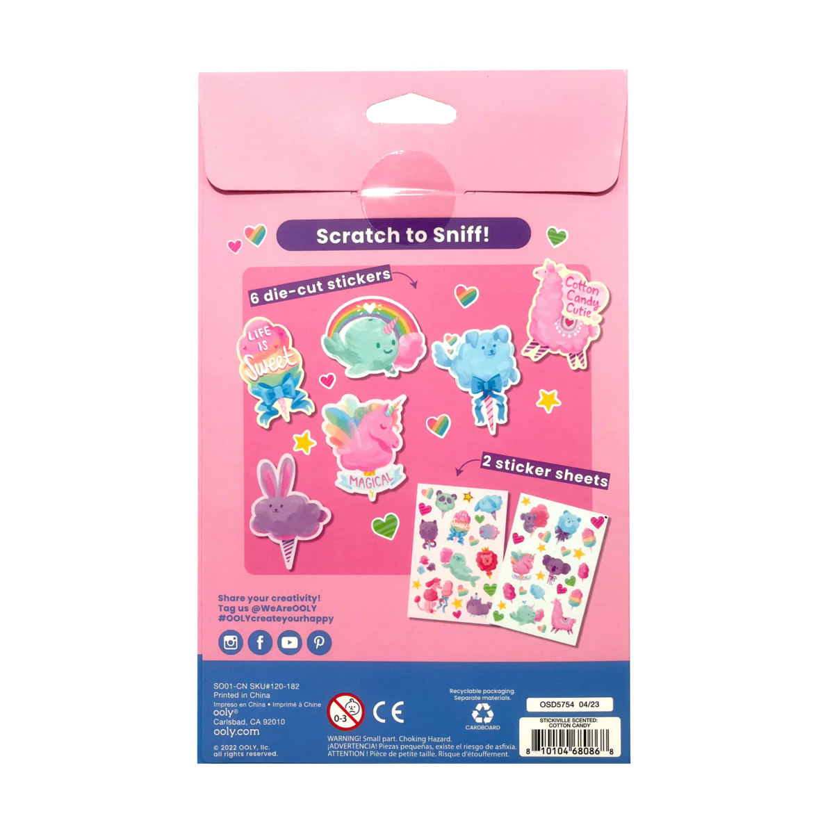 Stickiville Fluffy Cotton Candy Scented Stickers