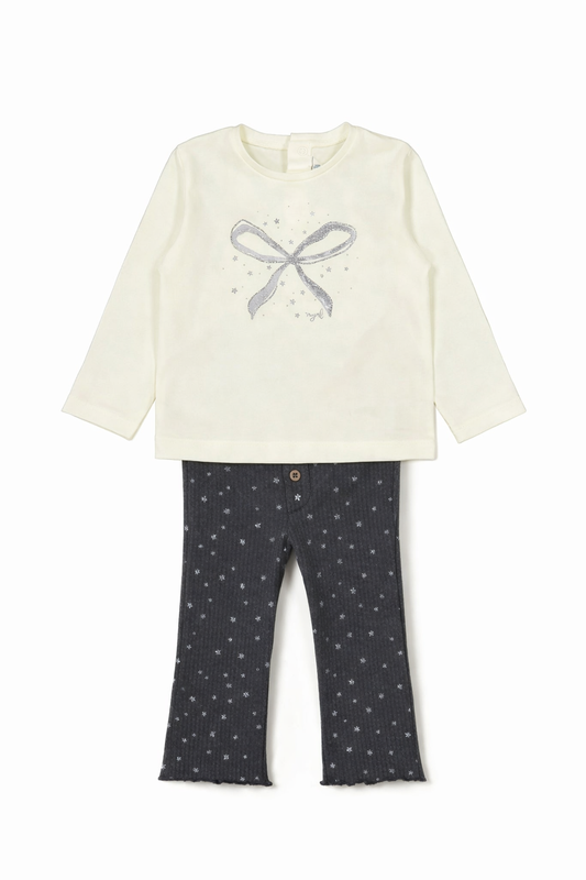 Long Sleeve Bow Tee & Flared Legging Set