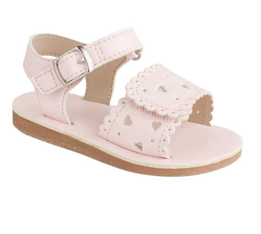 Pink Double Closure Sandal W/Heart Accents