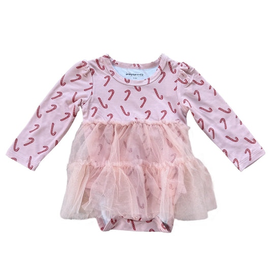 Candy Cane Tulle Bodysuit Dress