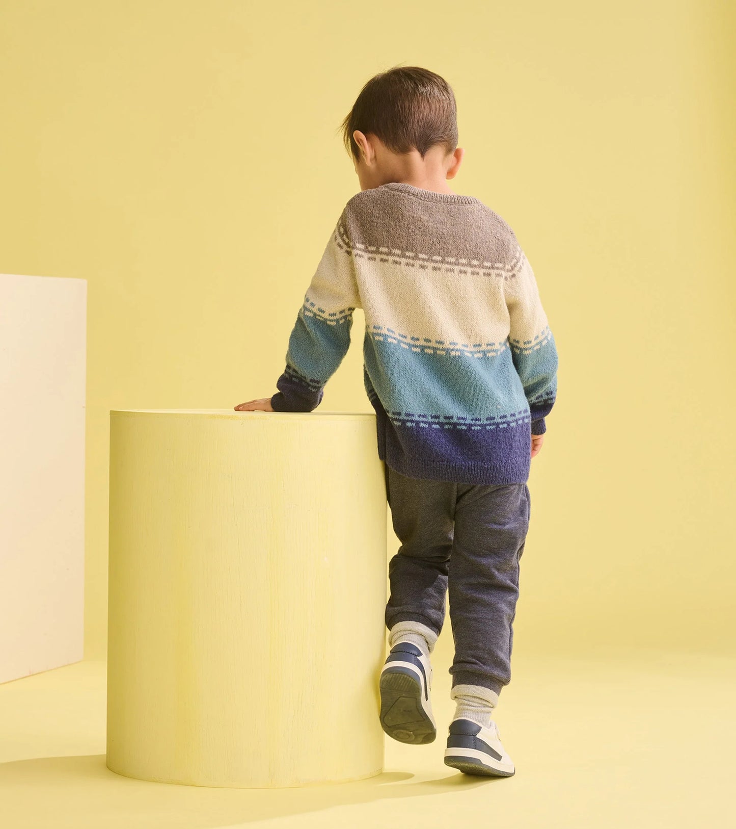 Blue Combo Crew Neck Knit Sweater