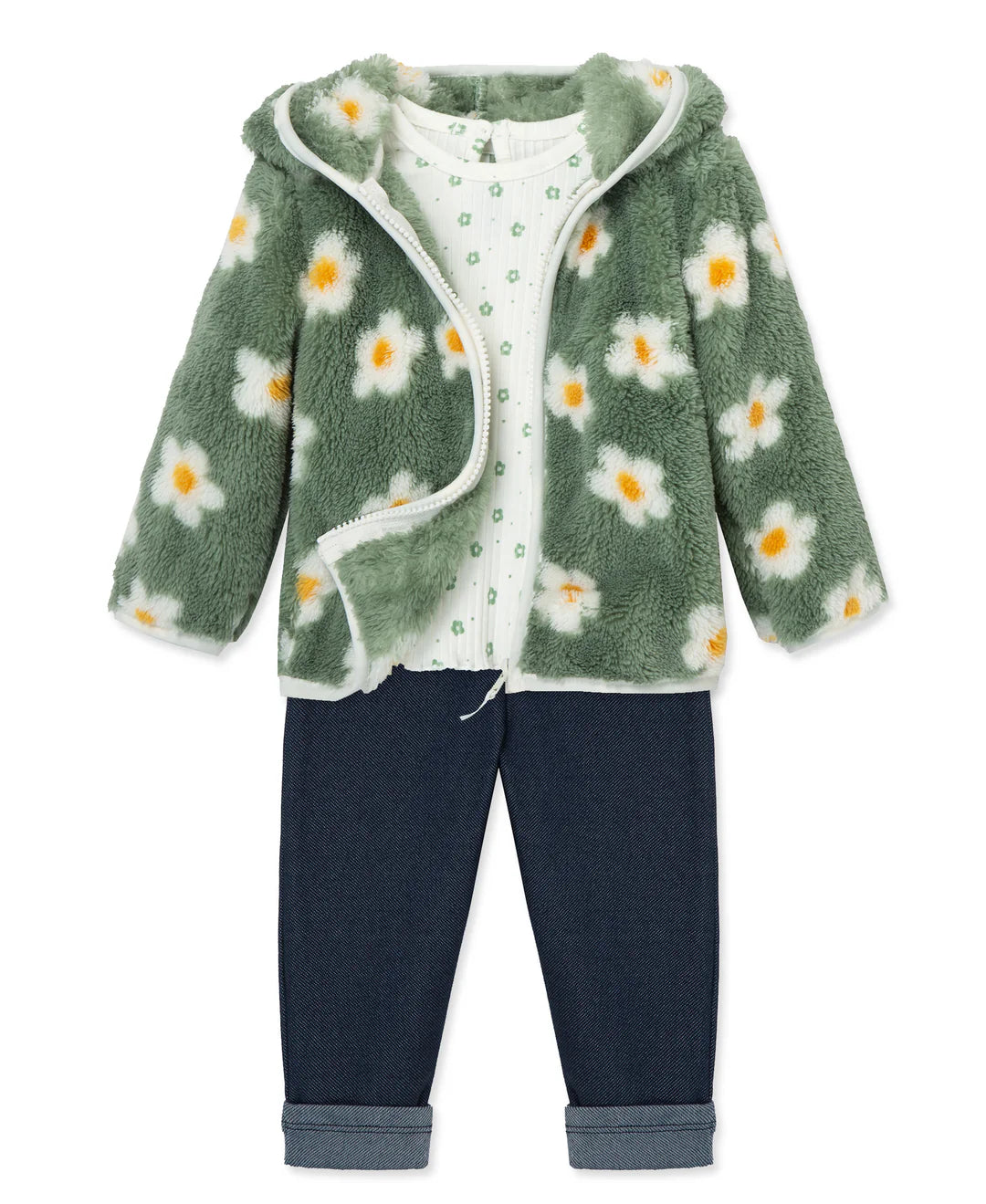 Floral 3 Pc Sherpa Jacket Set