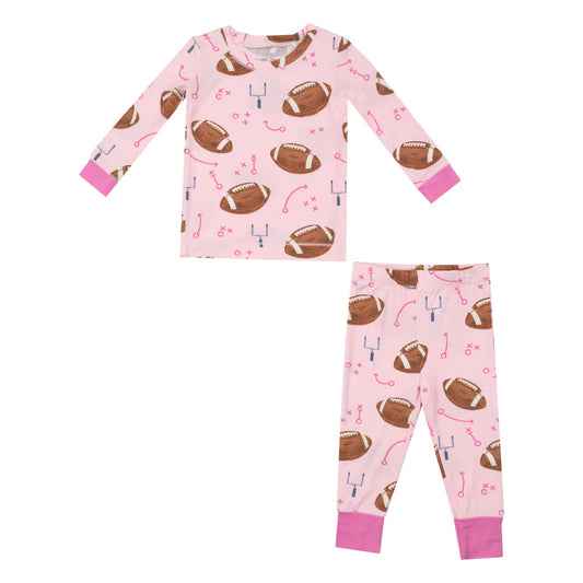 Footballs Pink Long Sleeve Loungewear Set