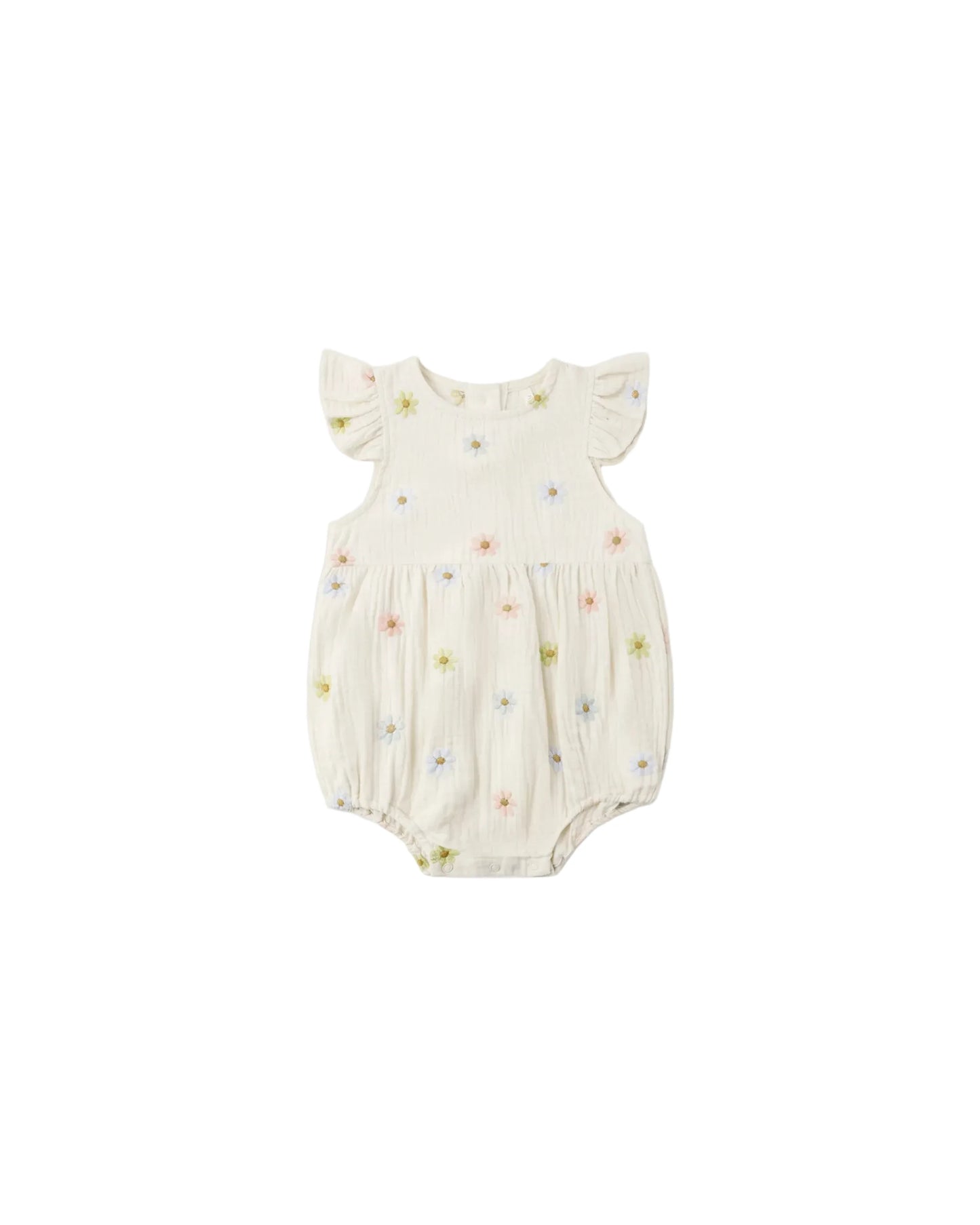 Amelia Romper || Embroidered Daisies