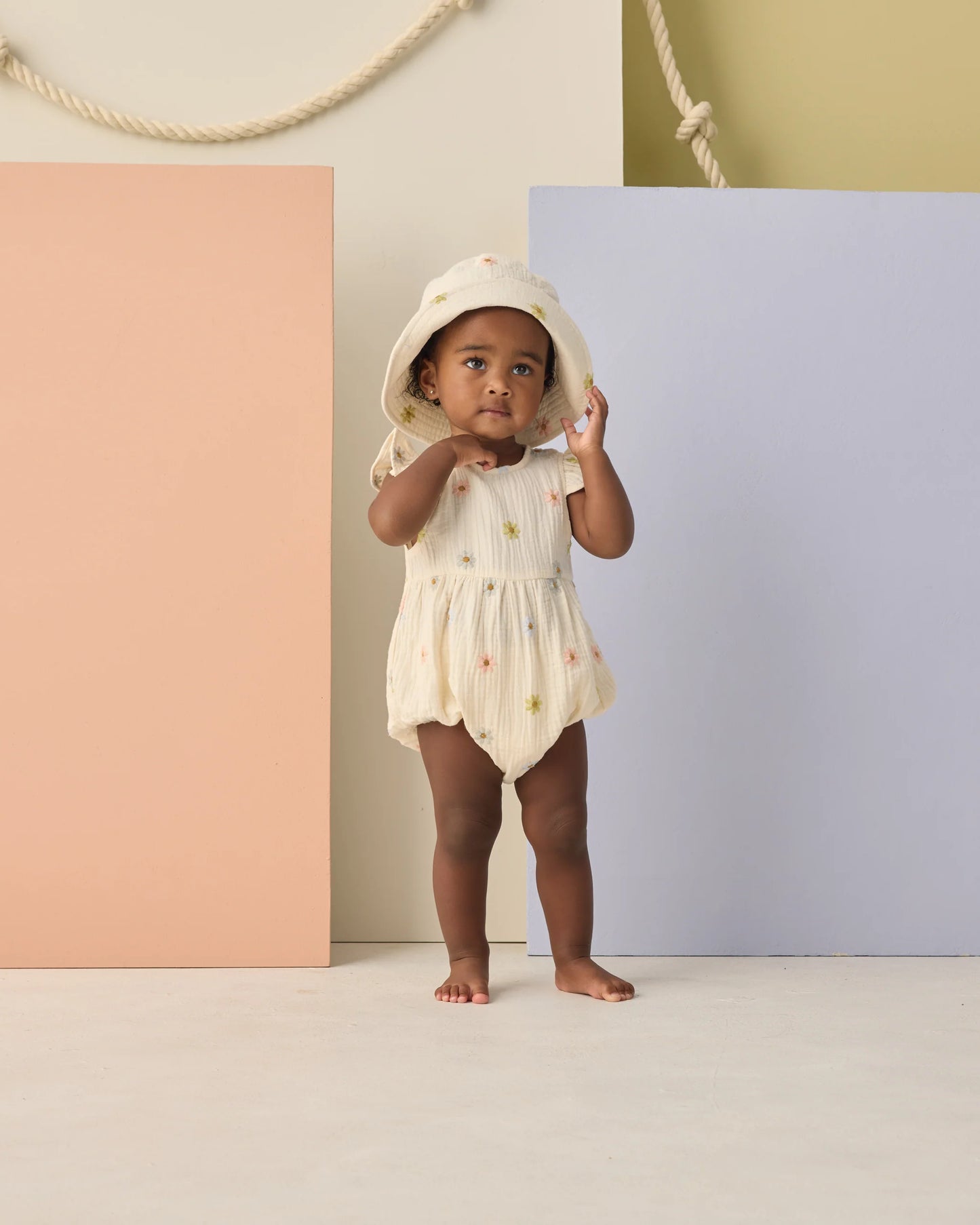 Amelia Romper || Embroidered Daisies