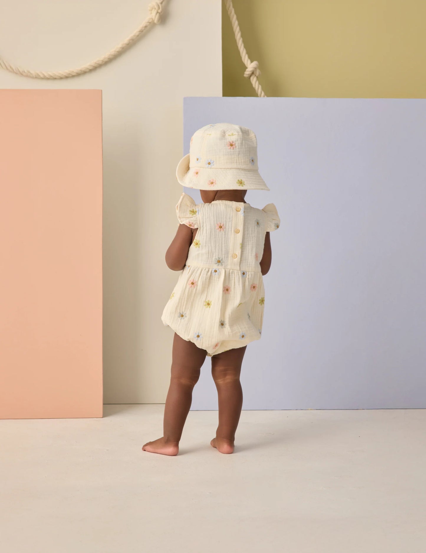 Amelia Romper || Embroidered Daisies