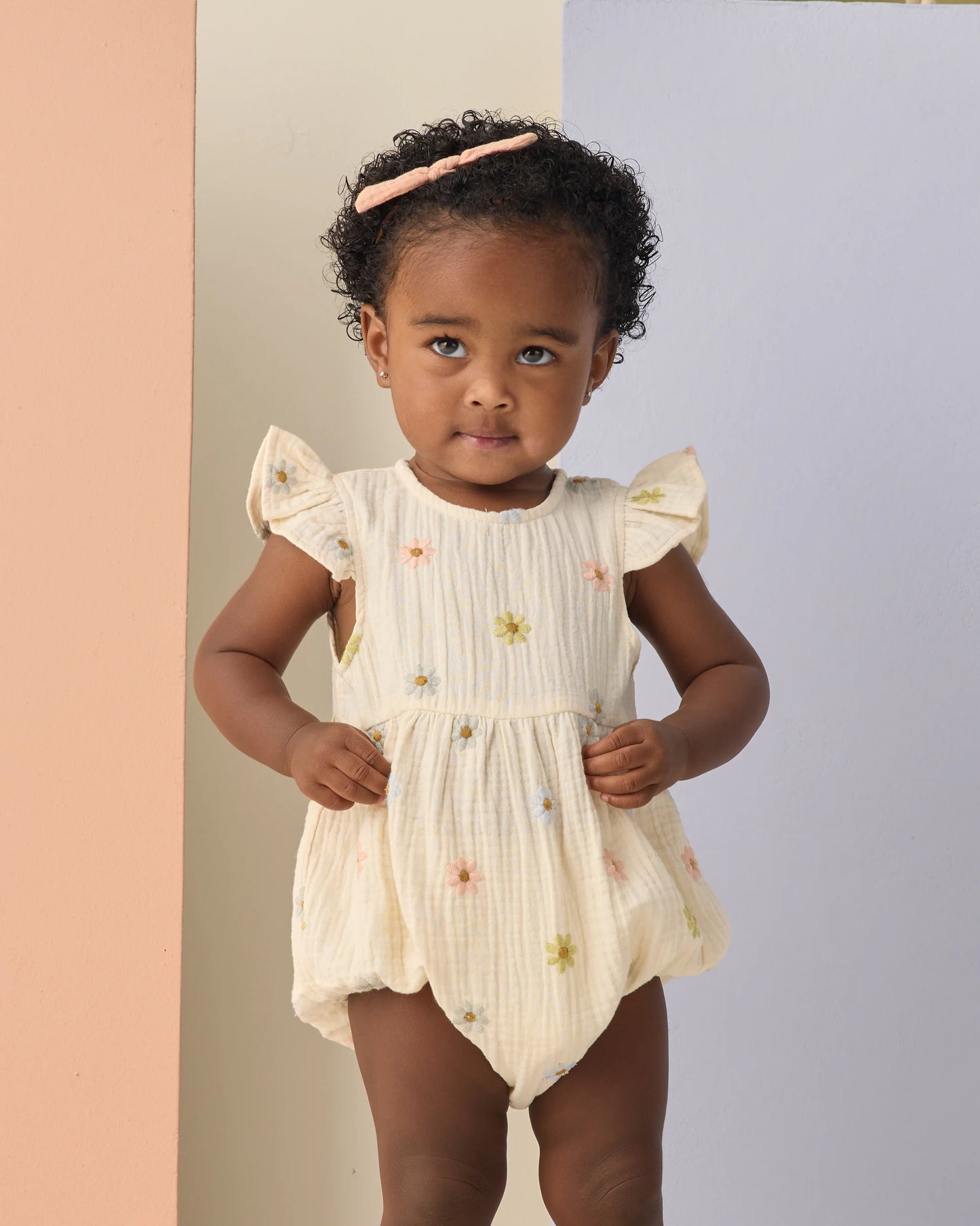 Amelia Romper || Embroidered Daisies