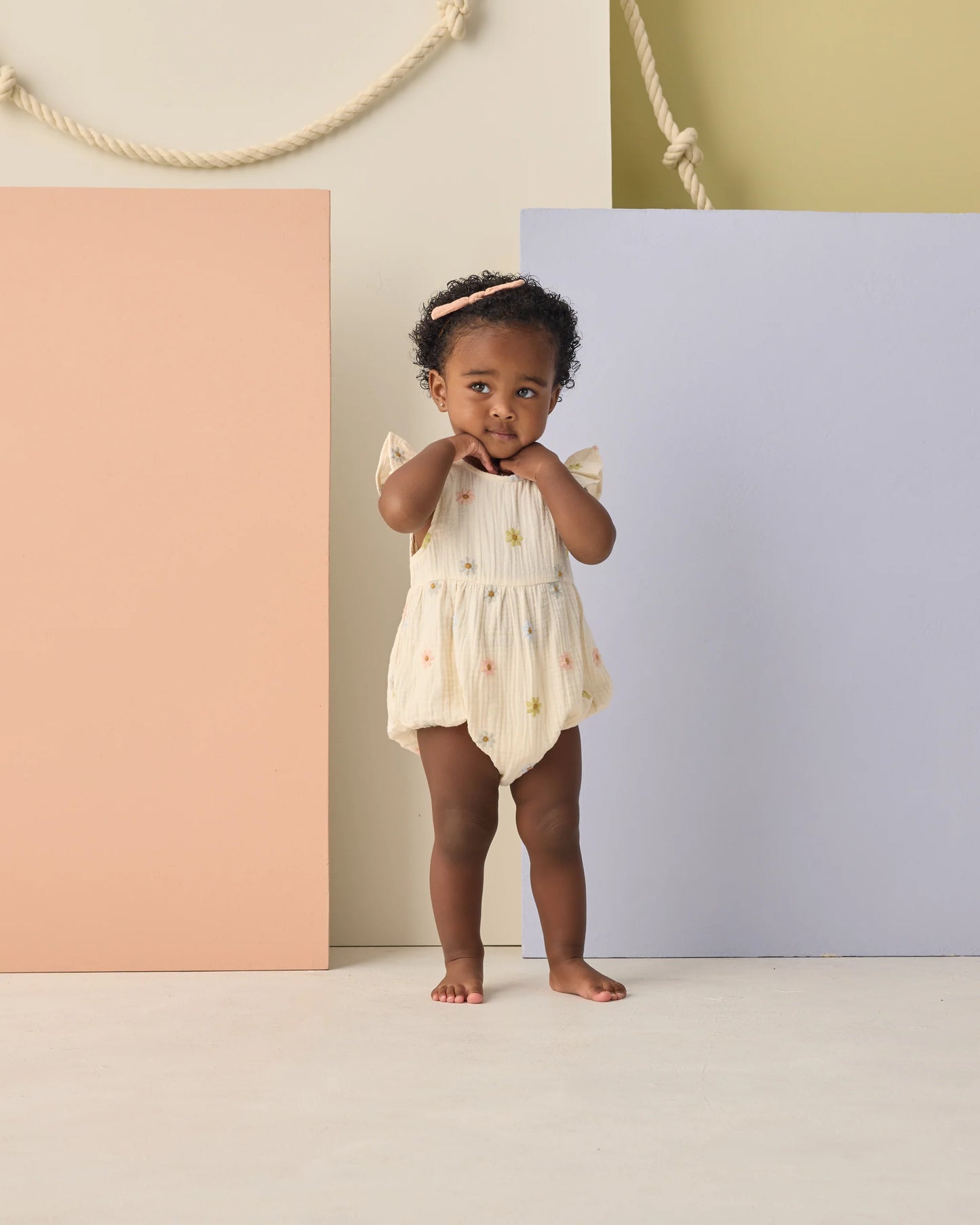 Amelia Romper || Embroidered Daisies