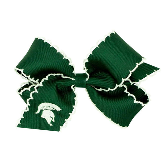 Medium Michigan State Embroidered Moonstitch  Bow