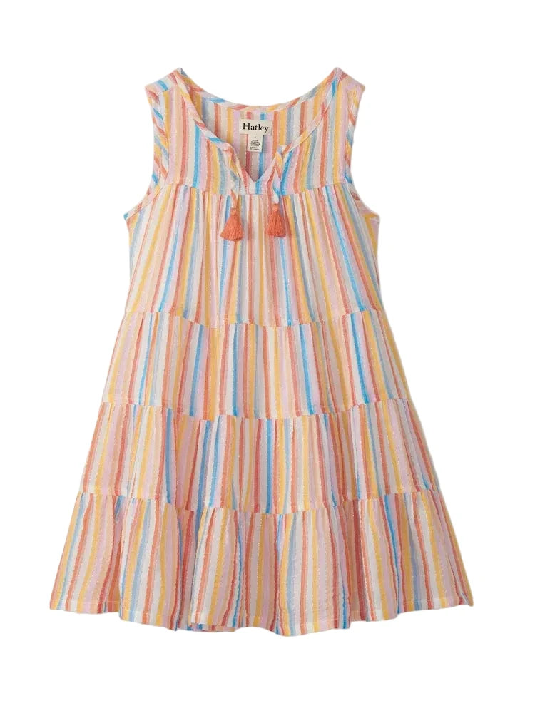 Natural Sunny Stripes Layered Tiered Dress