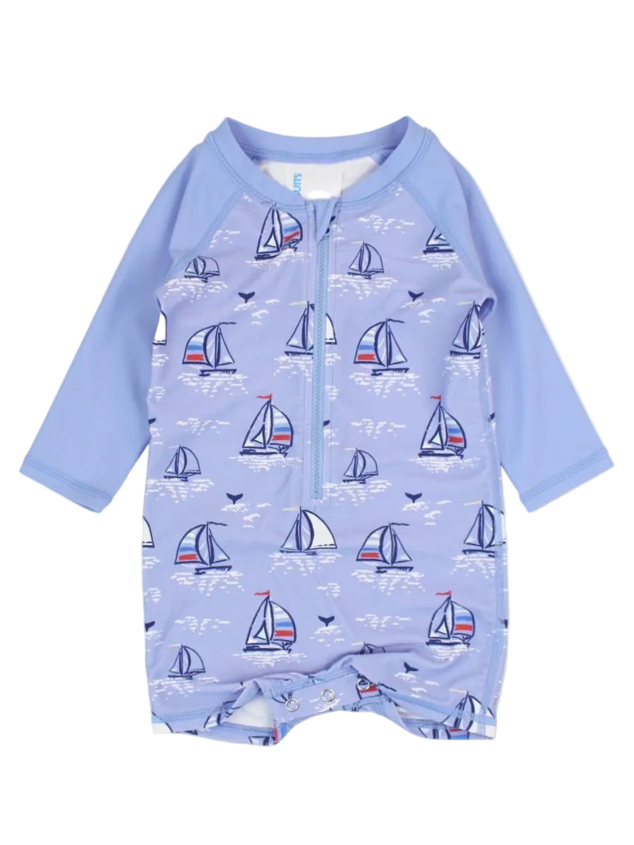 Blue Seas The Day Long Sleeve One Piece Rash Guard