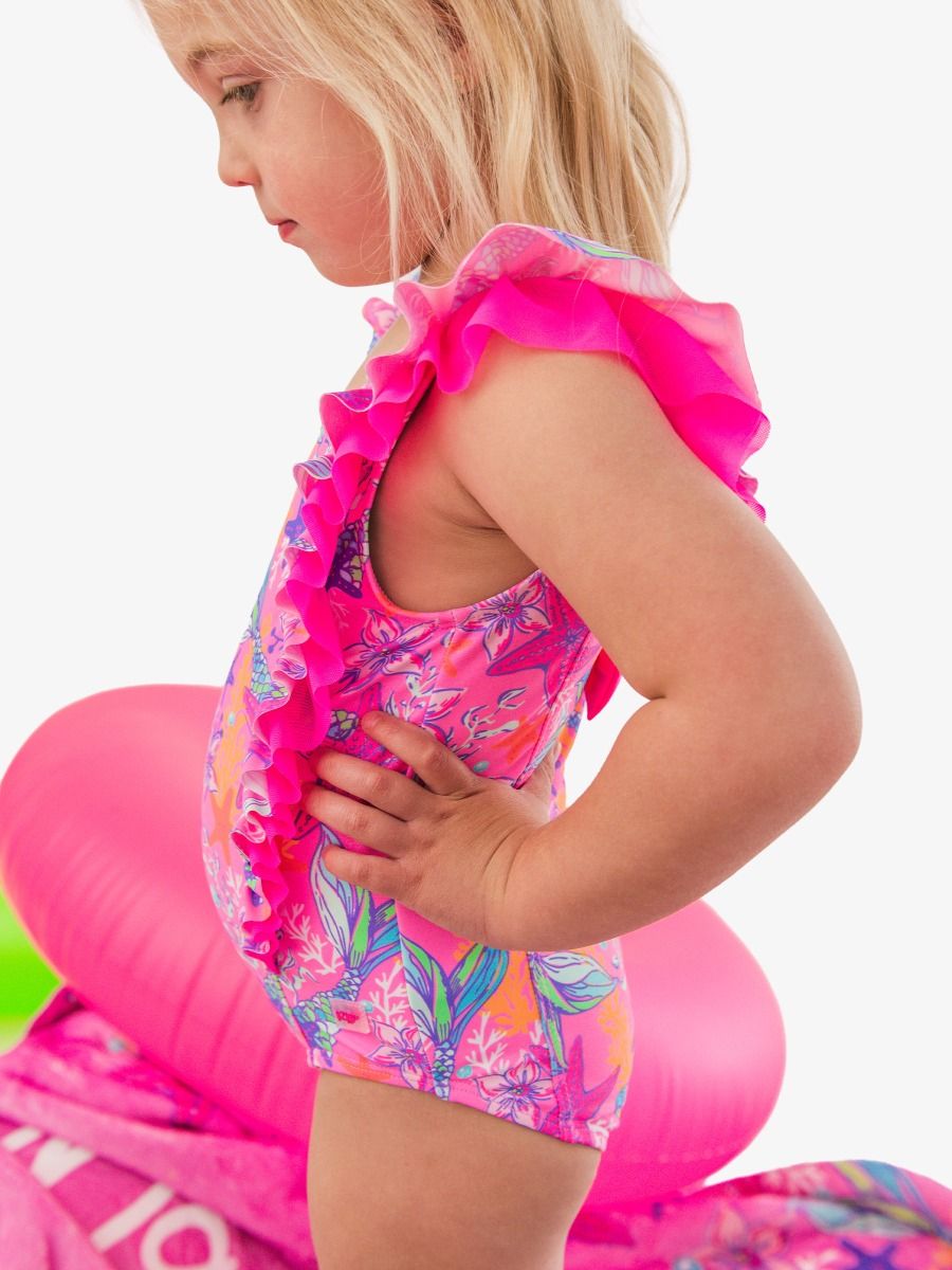 Neon Shimmer Mermaid Waterfall One Piece Swimsuit