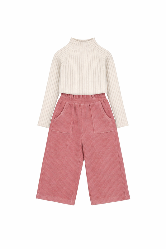 Ribbed Mock Kneck & Corduroy Pant Set
