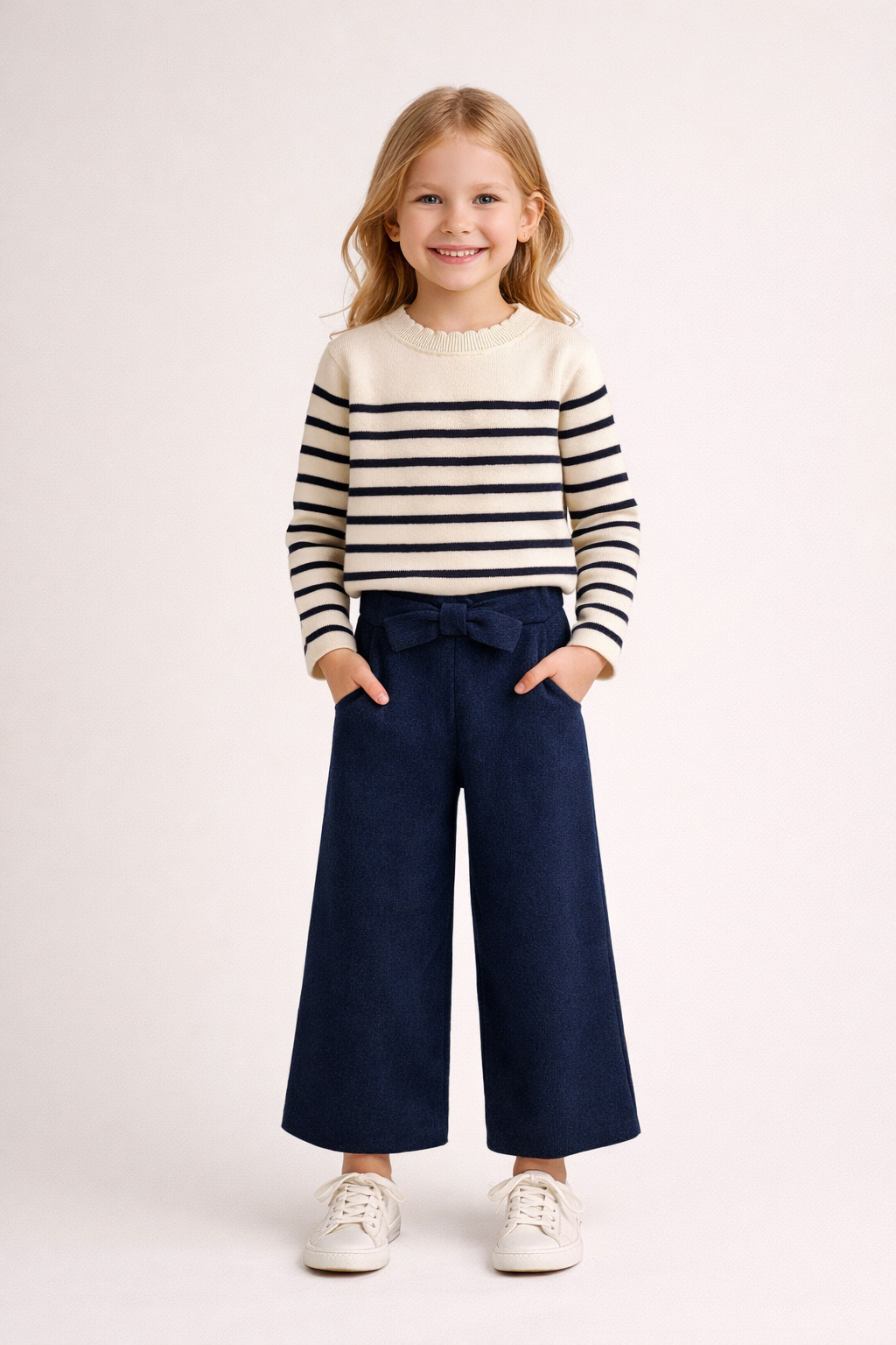 Navy Striped Sweater & Knit Pant Set
