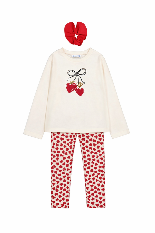 Bow Tee & Heart Legging Set