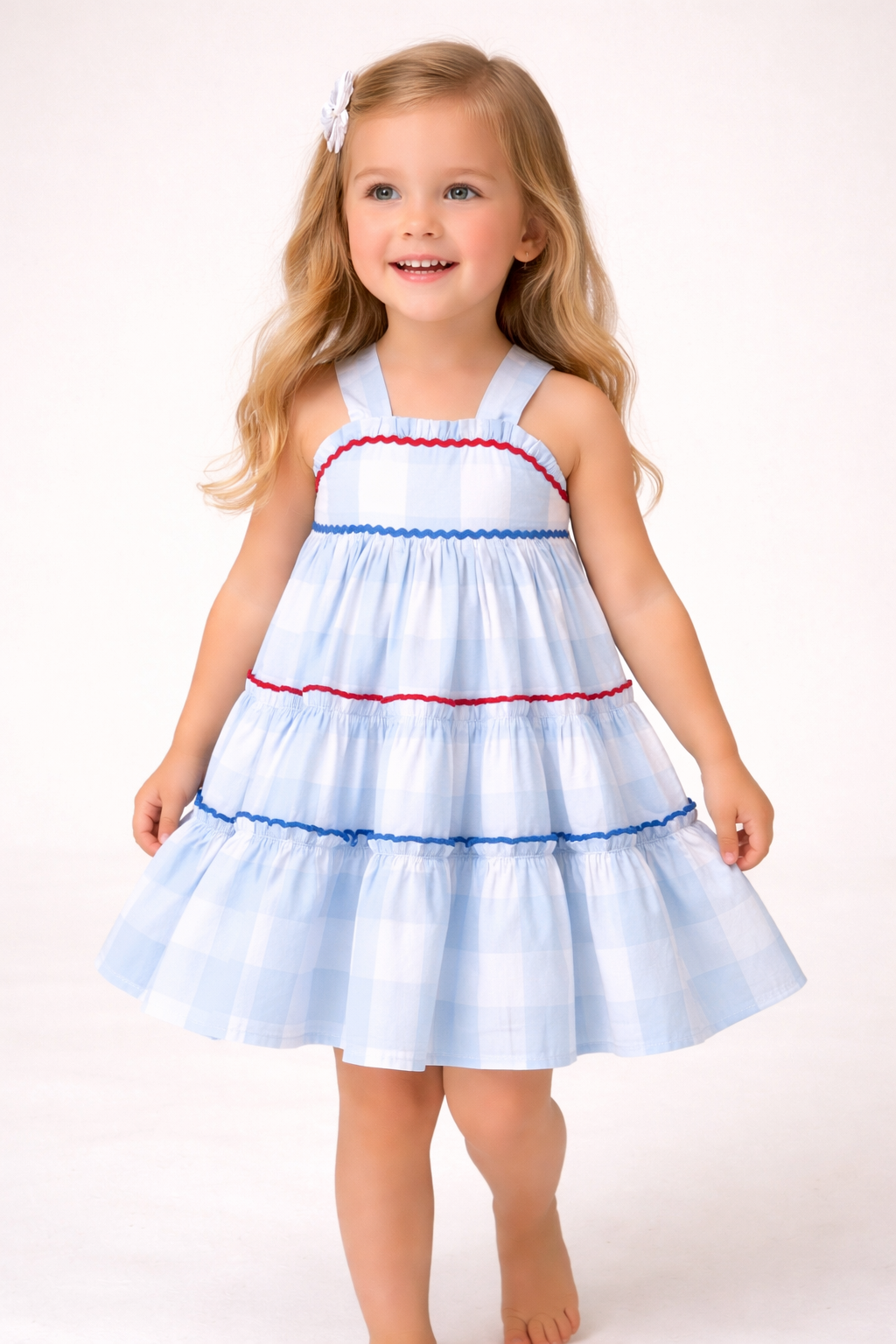 Blue Gingham Layered Sundress