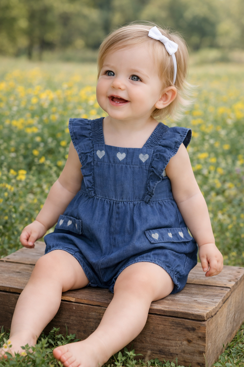 Denim Ruffled Romper