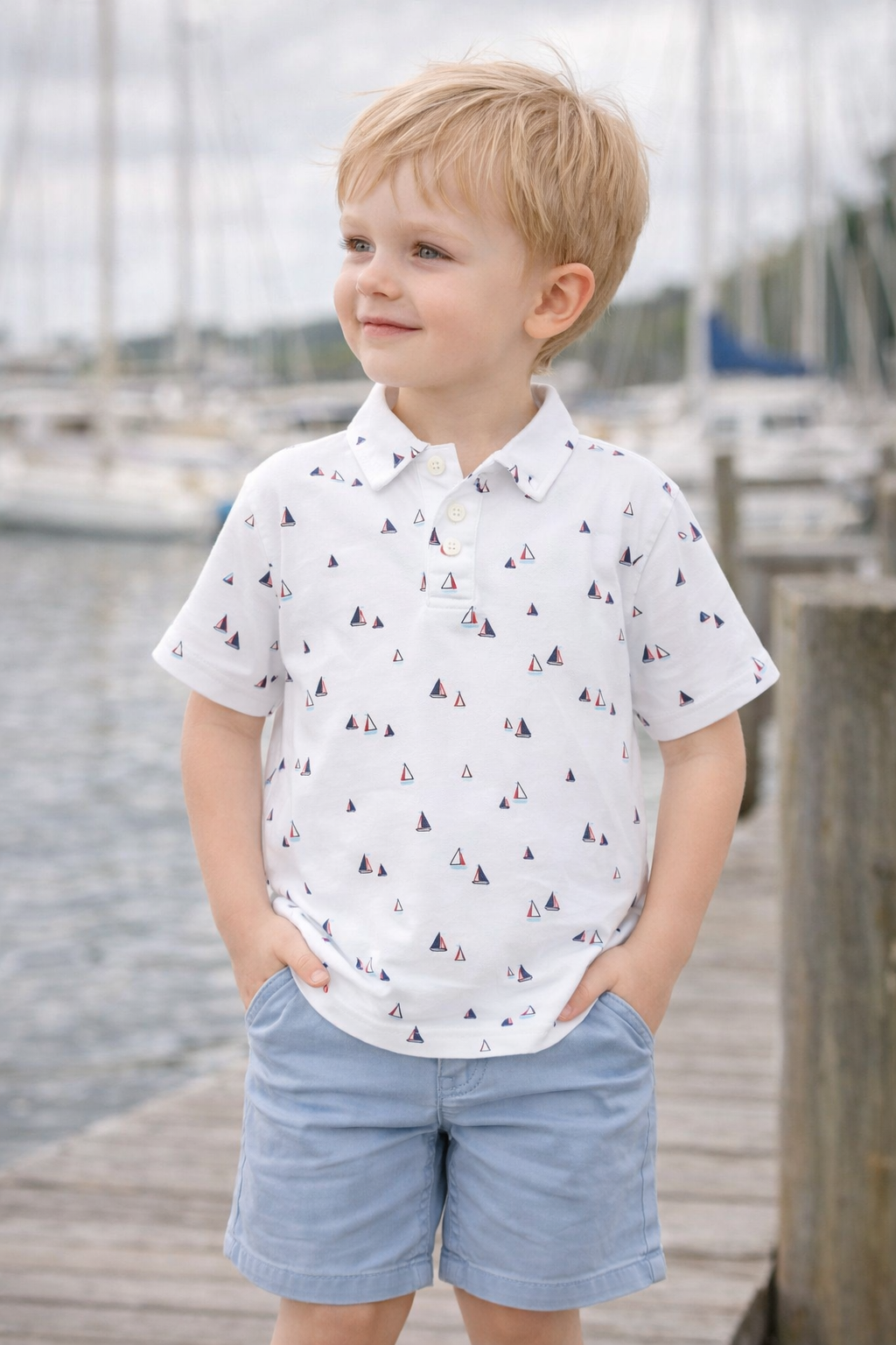 Short Sleeve Polo Sailboats