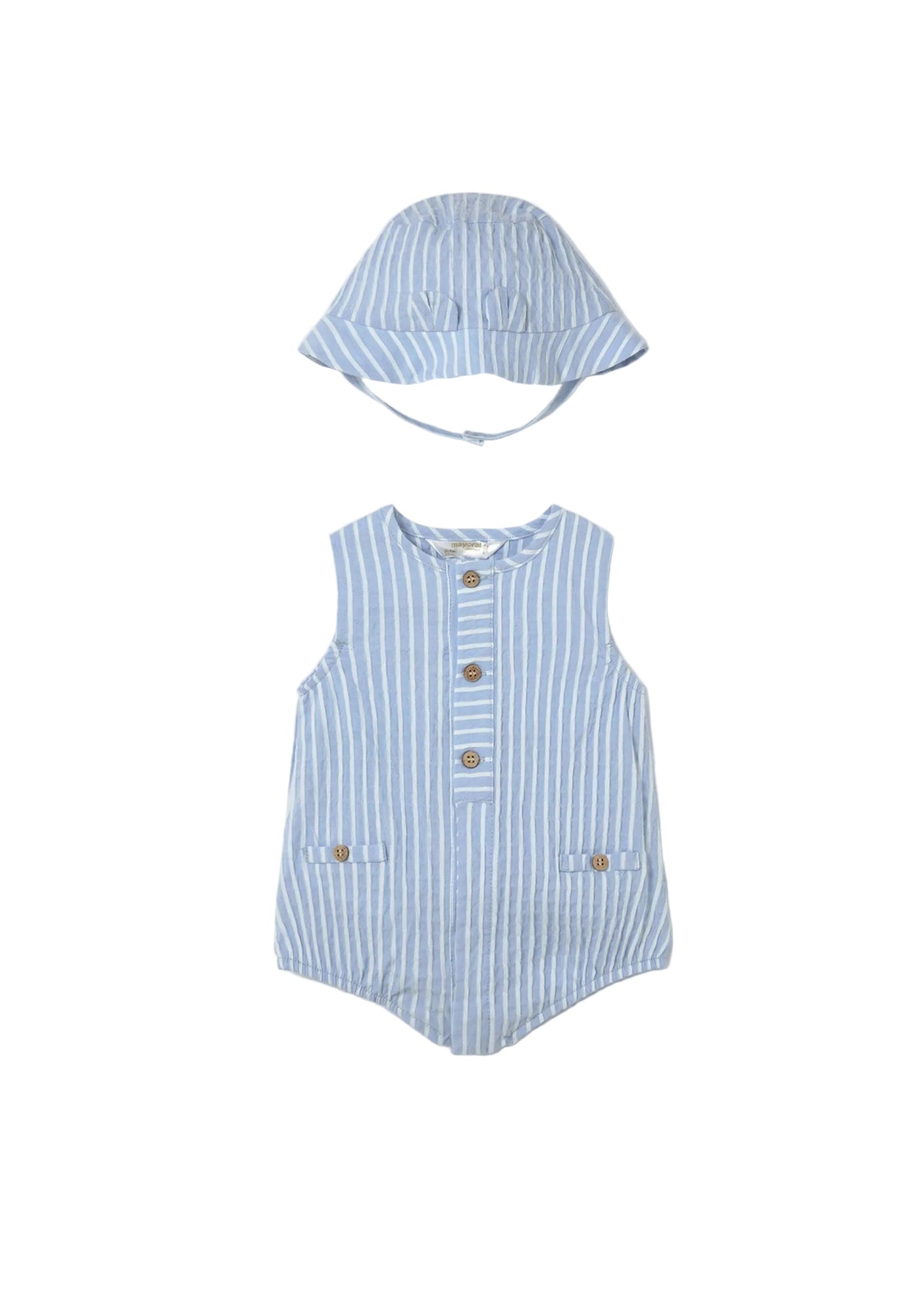 Sky Blue Short Bodysuit With Hat