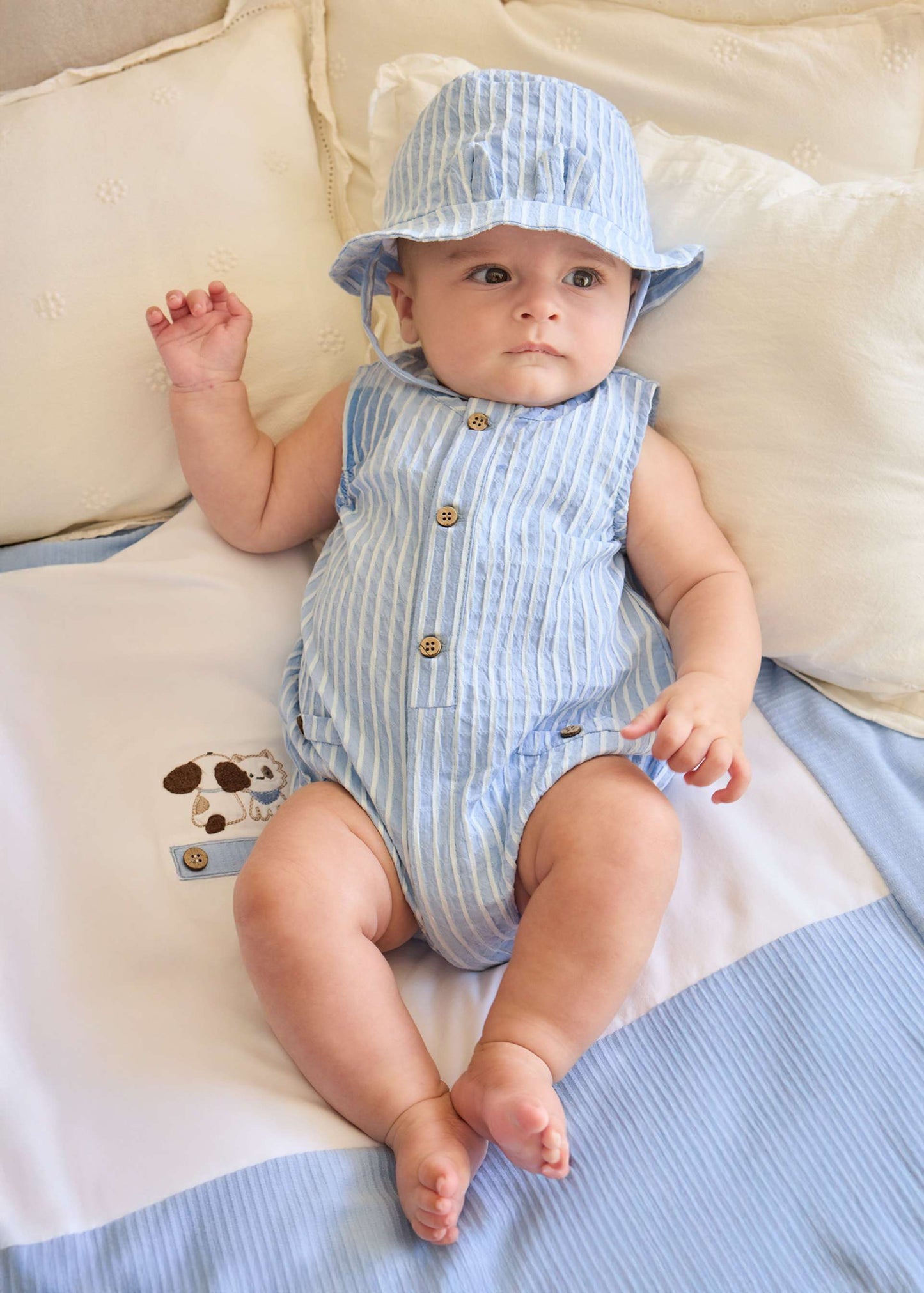 Sky Blue Short Bodysuit With Hat