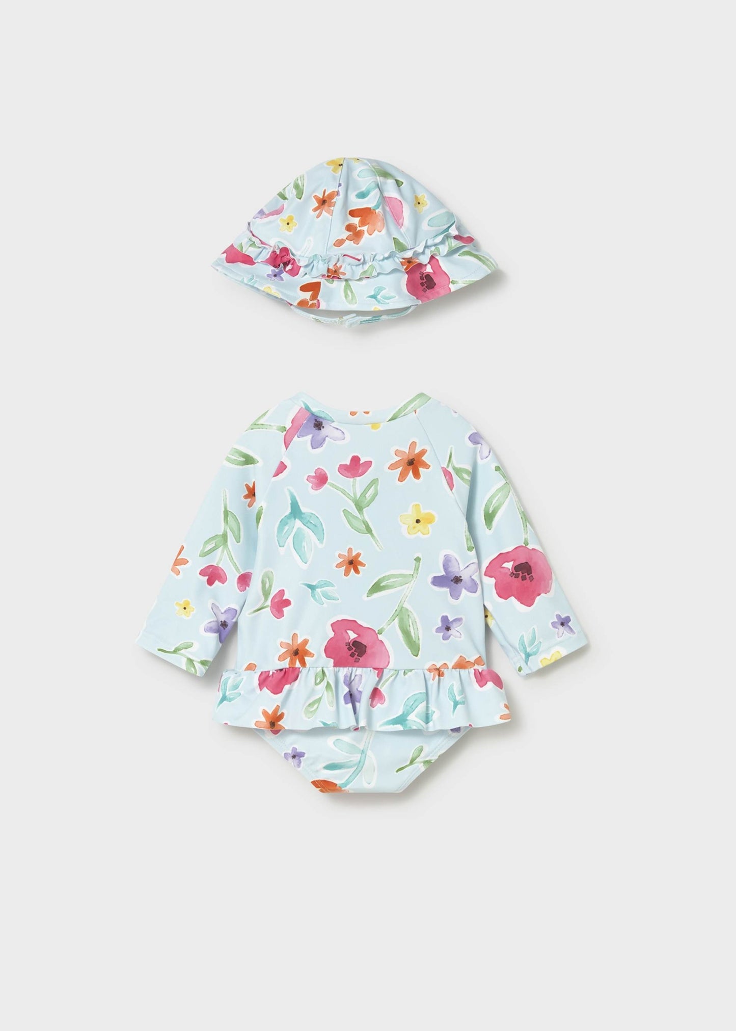 Floral Long Sleeve Swimwear & Hat Set