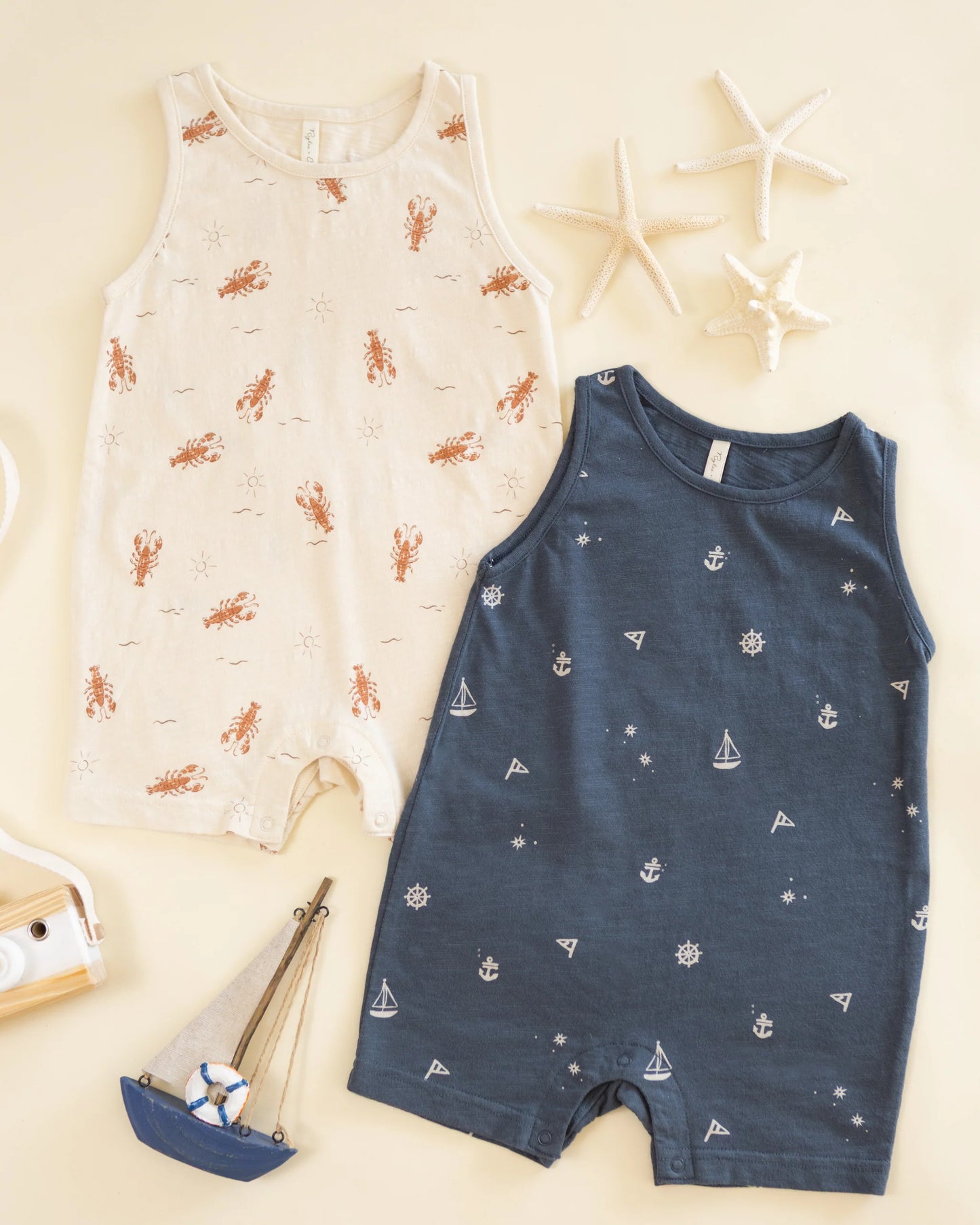 Sleeveless One Piece Romper Lobsters