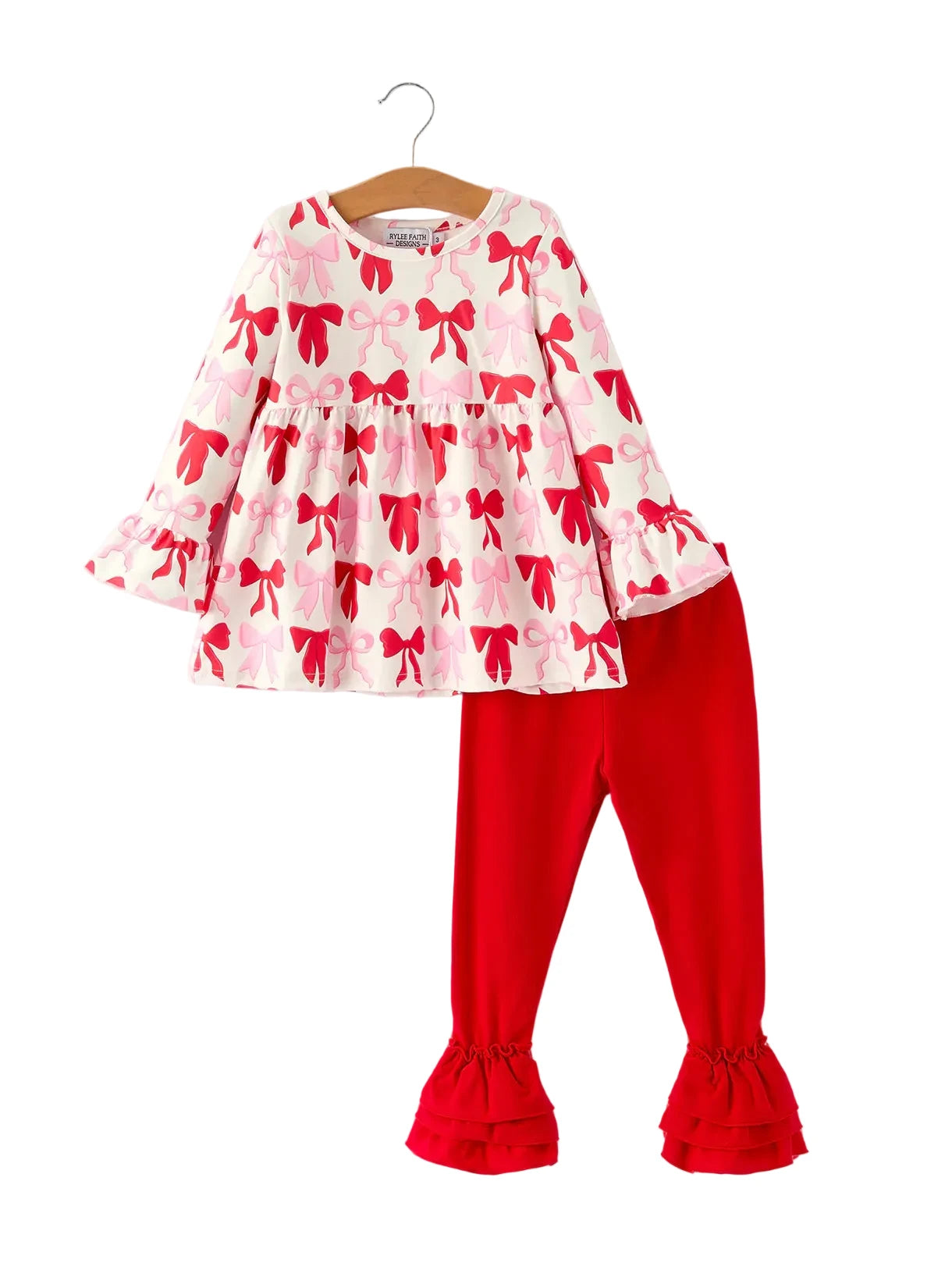 Valentine Bow Long Sleeve Ruffle Set