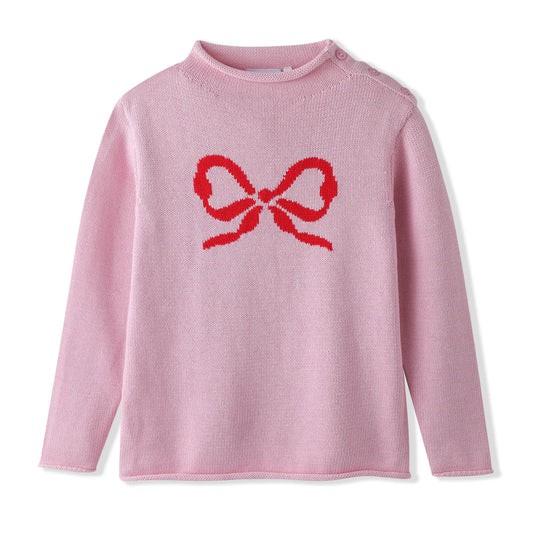 Pink With Red Bow Sweater & Legging Set