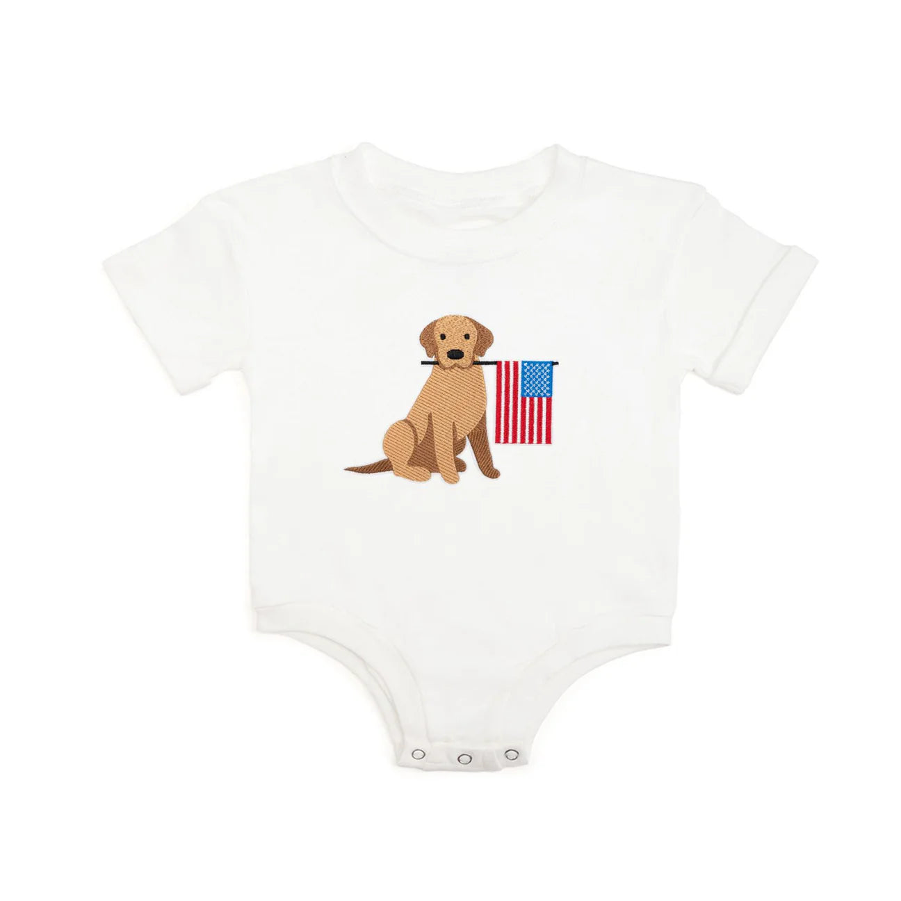 Patriotic Pup Patch Short Sleeve Romper