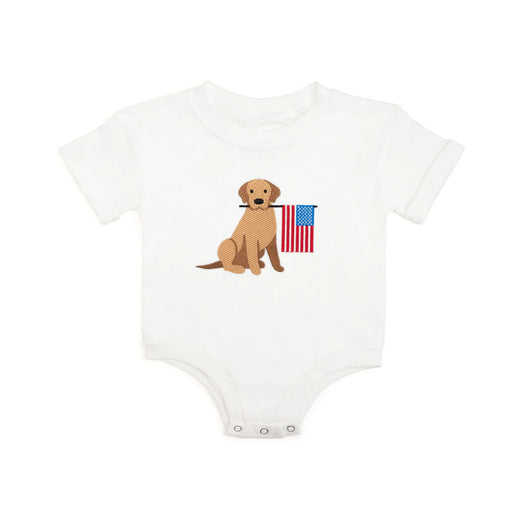 Patriotic Pup Patch Short Sleeve Romper