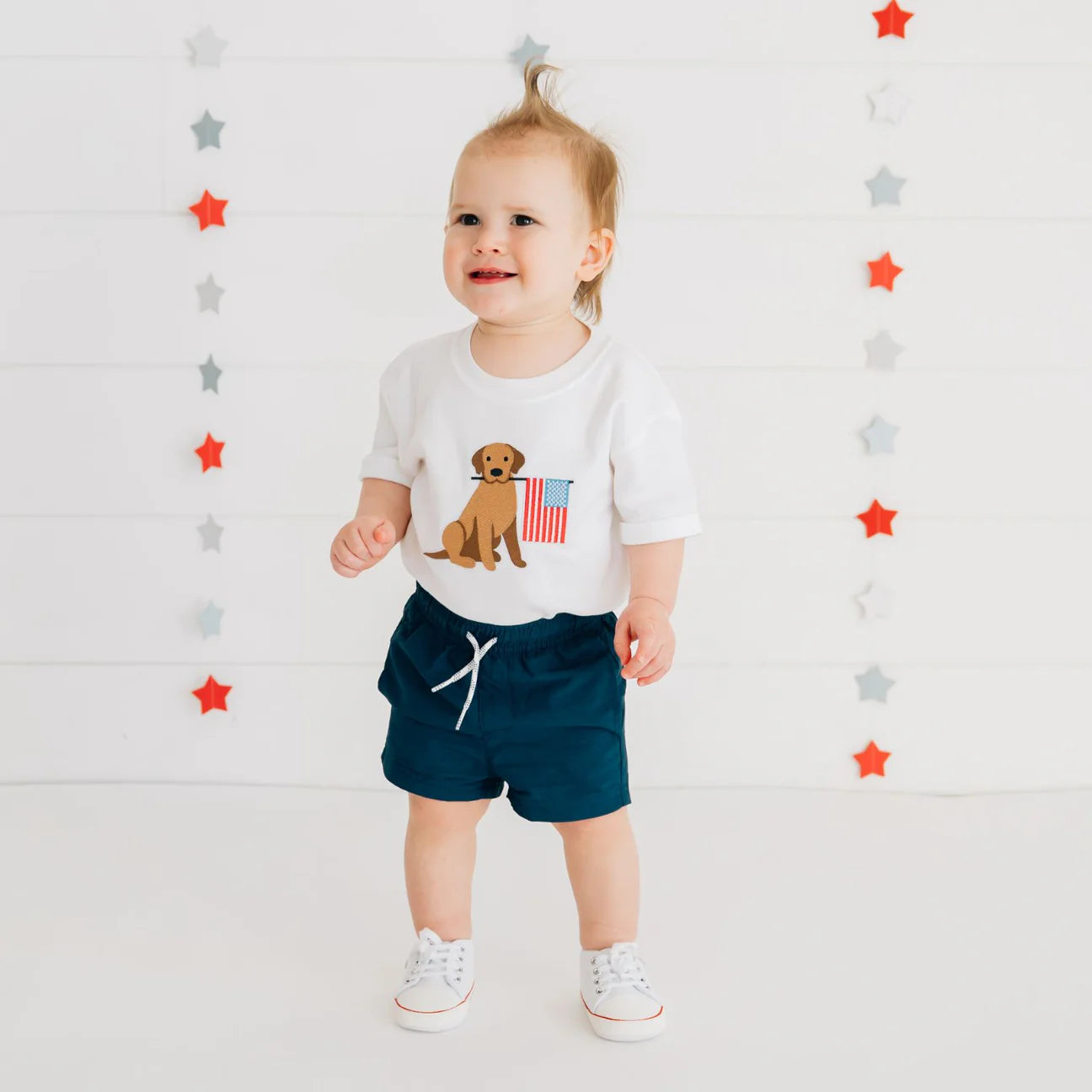 Patriotic Pup Patch Short Sleeve Romper