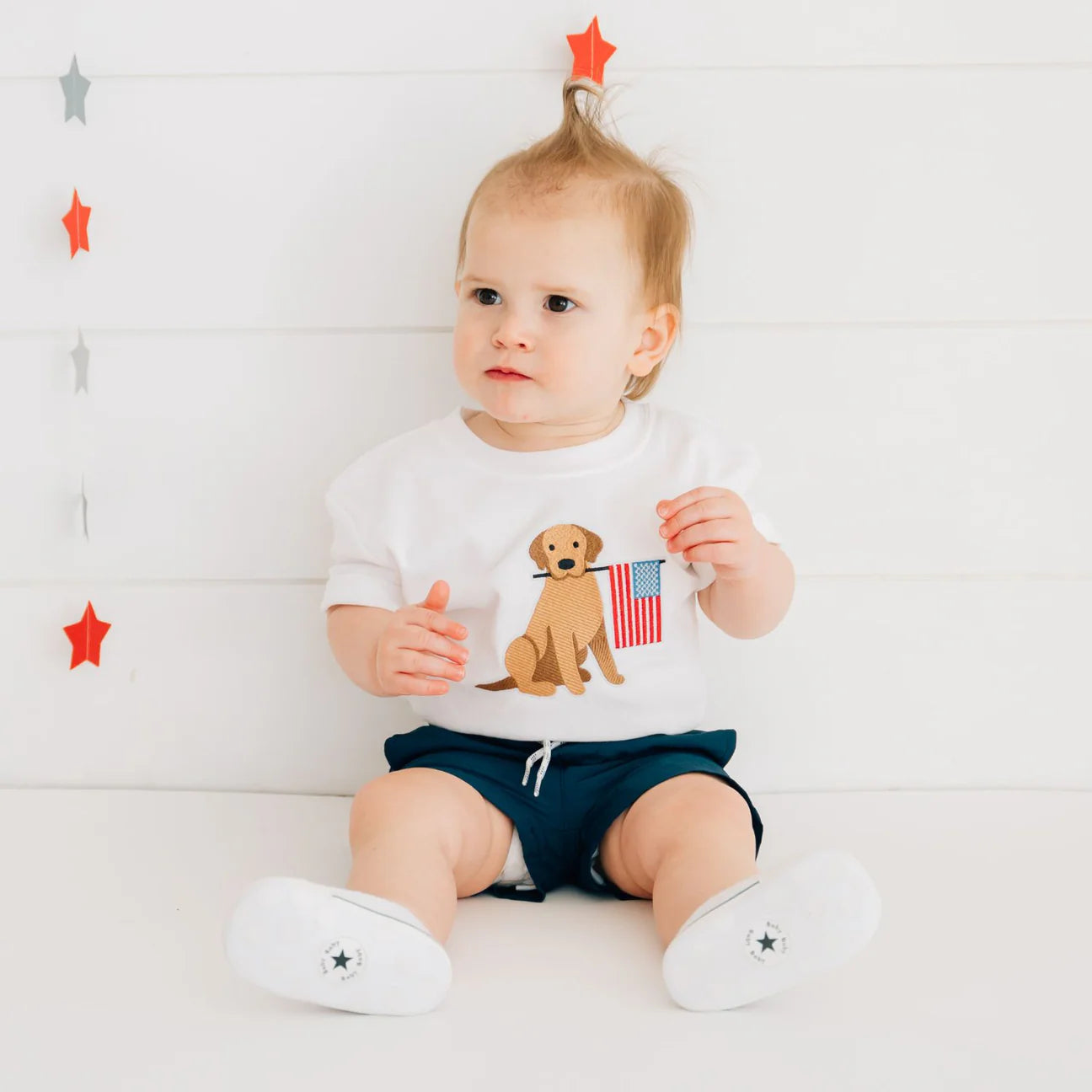 Patriotic Pup Patch Short Sleeve Romper