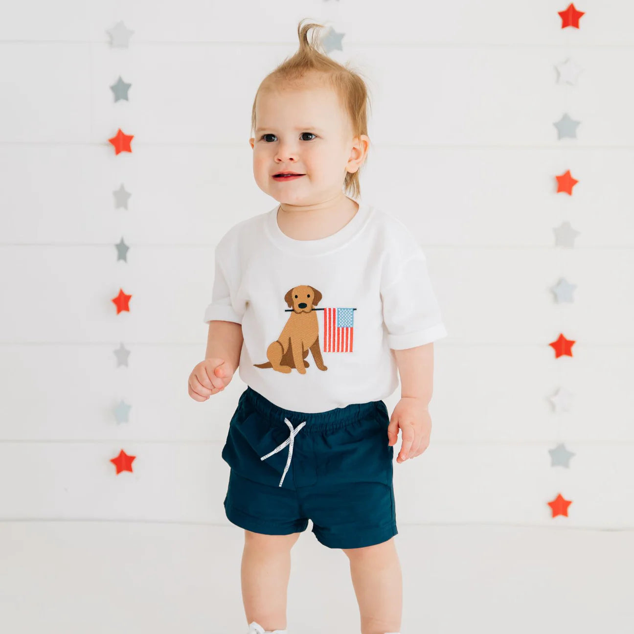 Patriotic Pup Patch Short Sleeve Romper