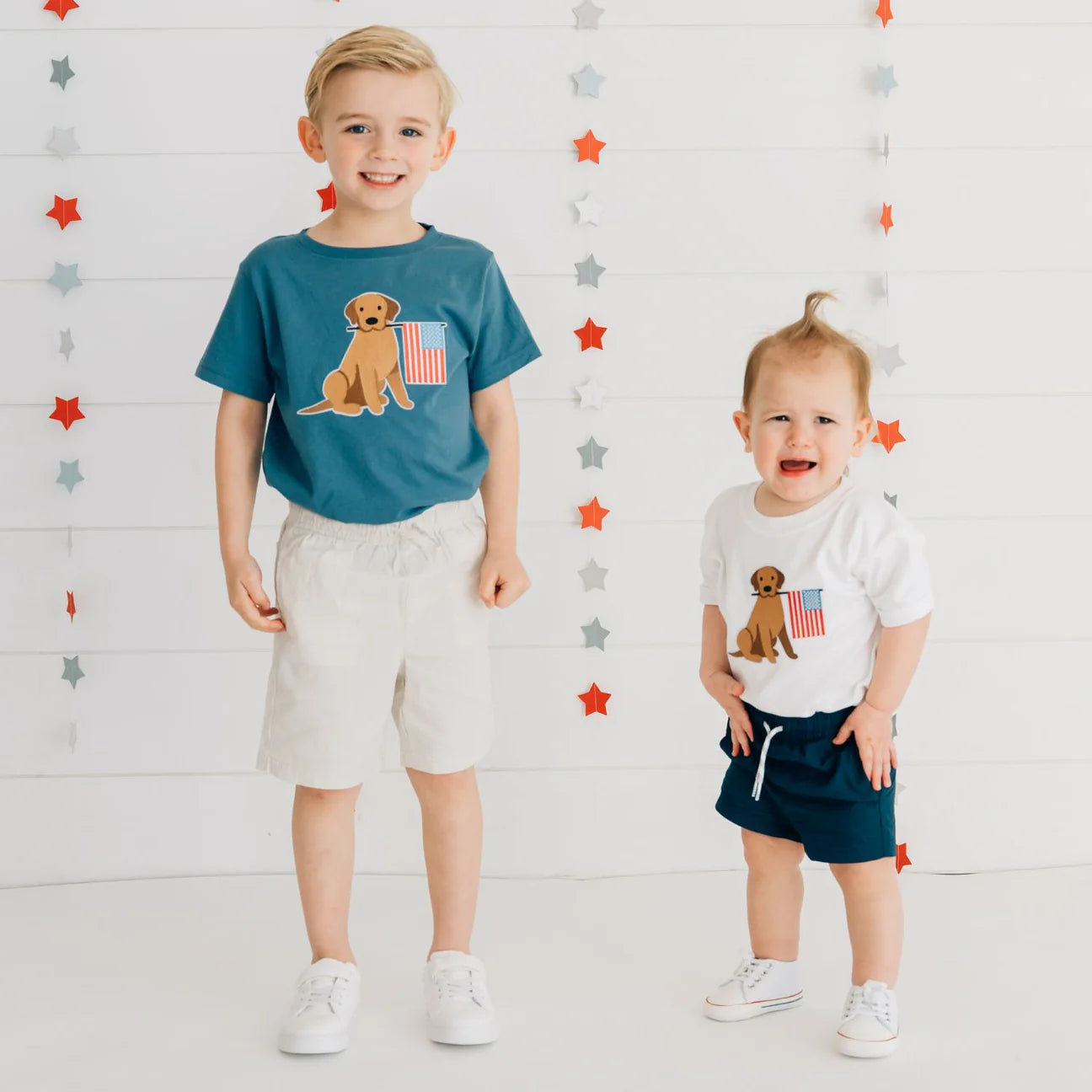 Patriotic Pup Patch Short Sleeve Romper