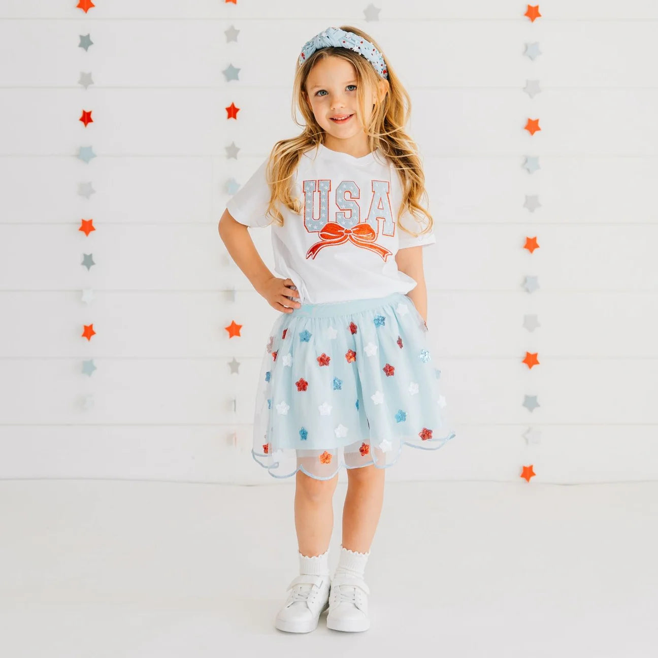 USA Stars & Bow Patch Short Sleeve T-Shirt