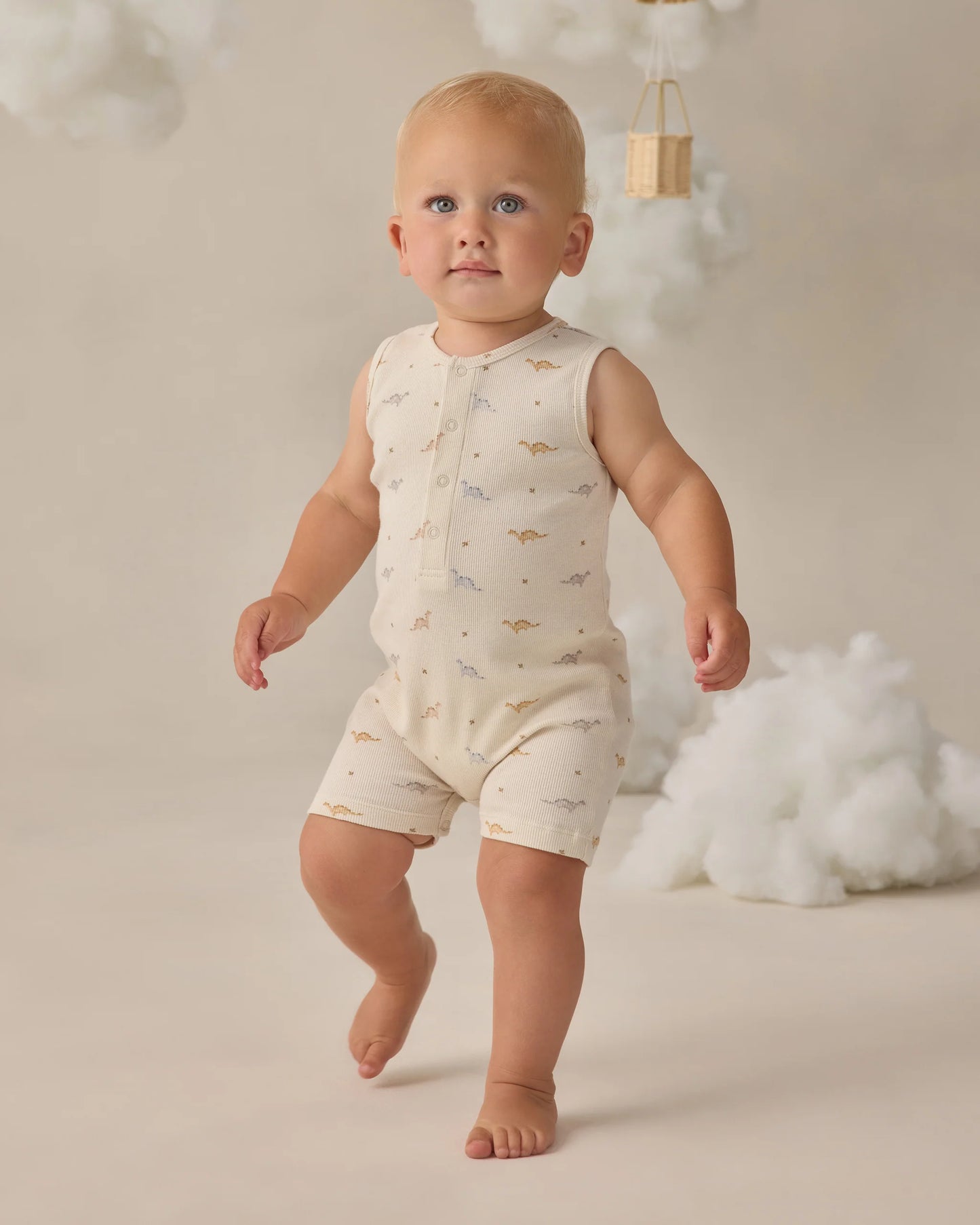 Ribbed Henley Romper Dinos