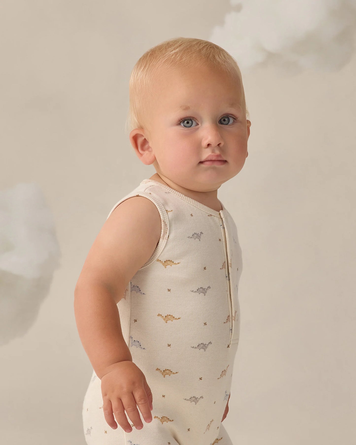 Ribbed Henley Romper Dinos
