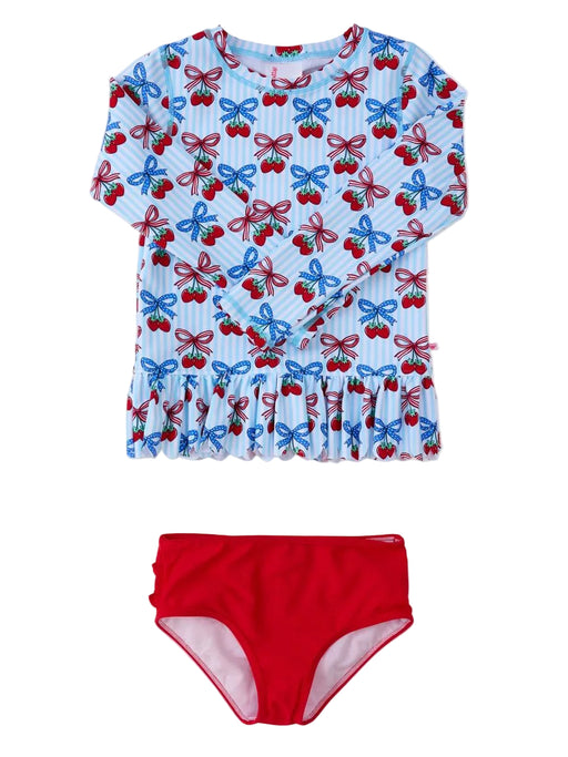 Berries & Bows Scallop Hem Long Sleeve Rash Guard 2-Piece