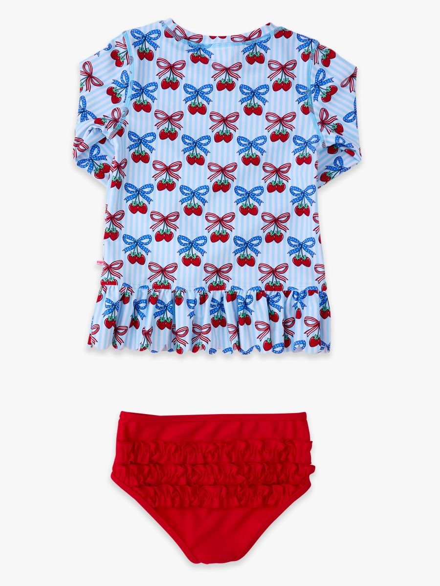 Berries & Bows Scallop Hem Long Sleeve Rash Guard 2-Piece